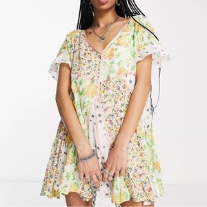 Free People wildflower patchwork mini dress in multi